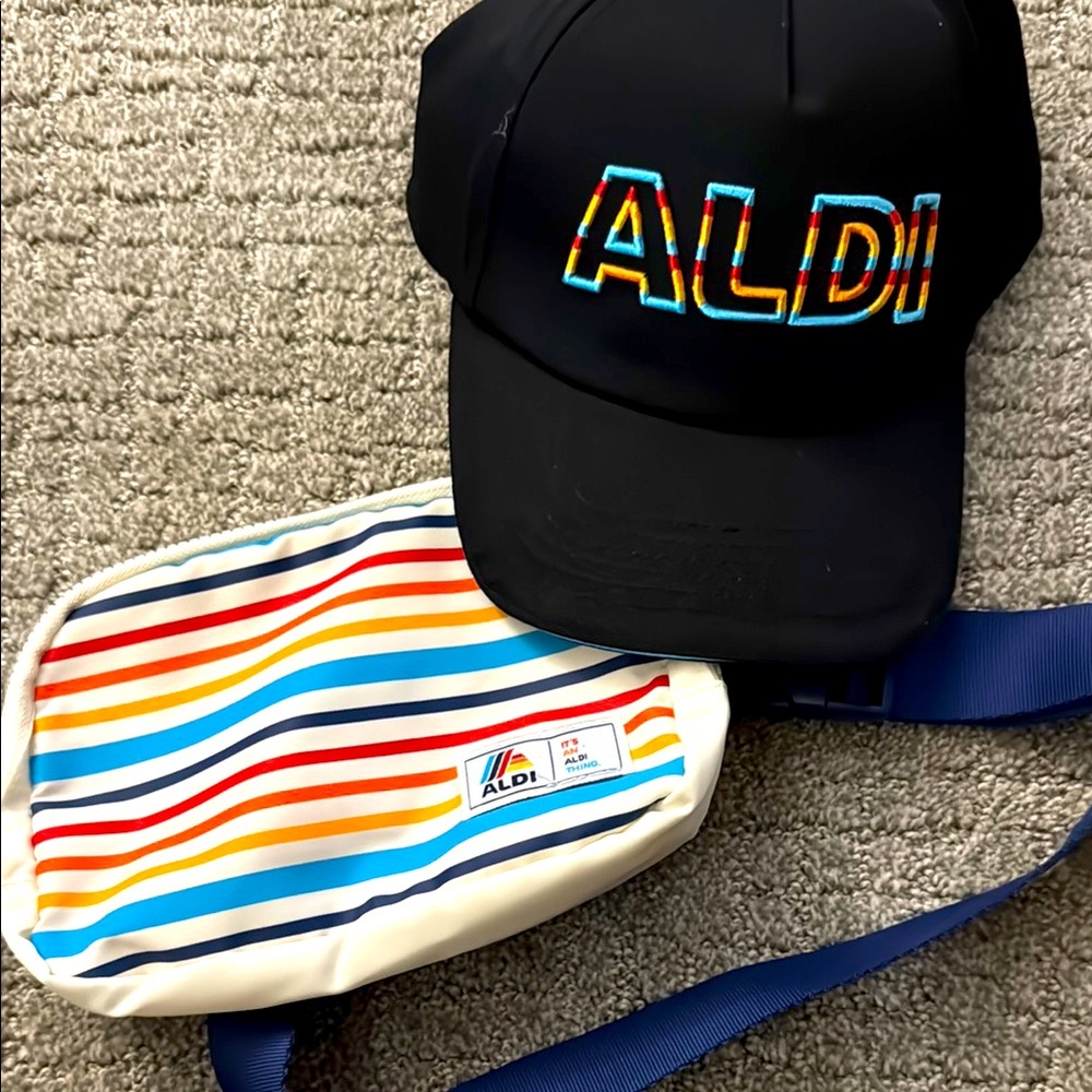Aldi Baseball Cap and Belt Bag Set - Black and Multicolor
